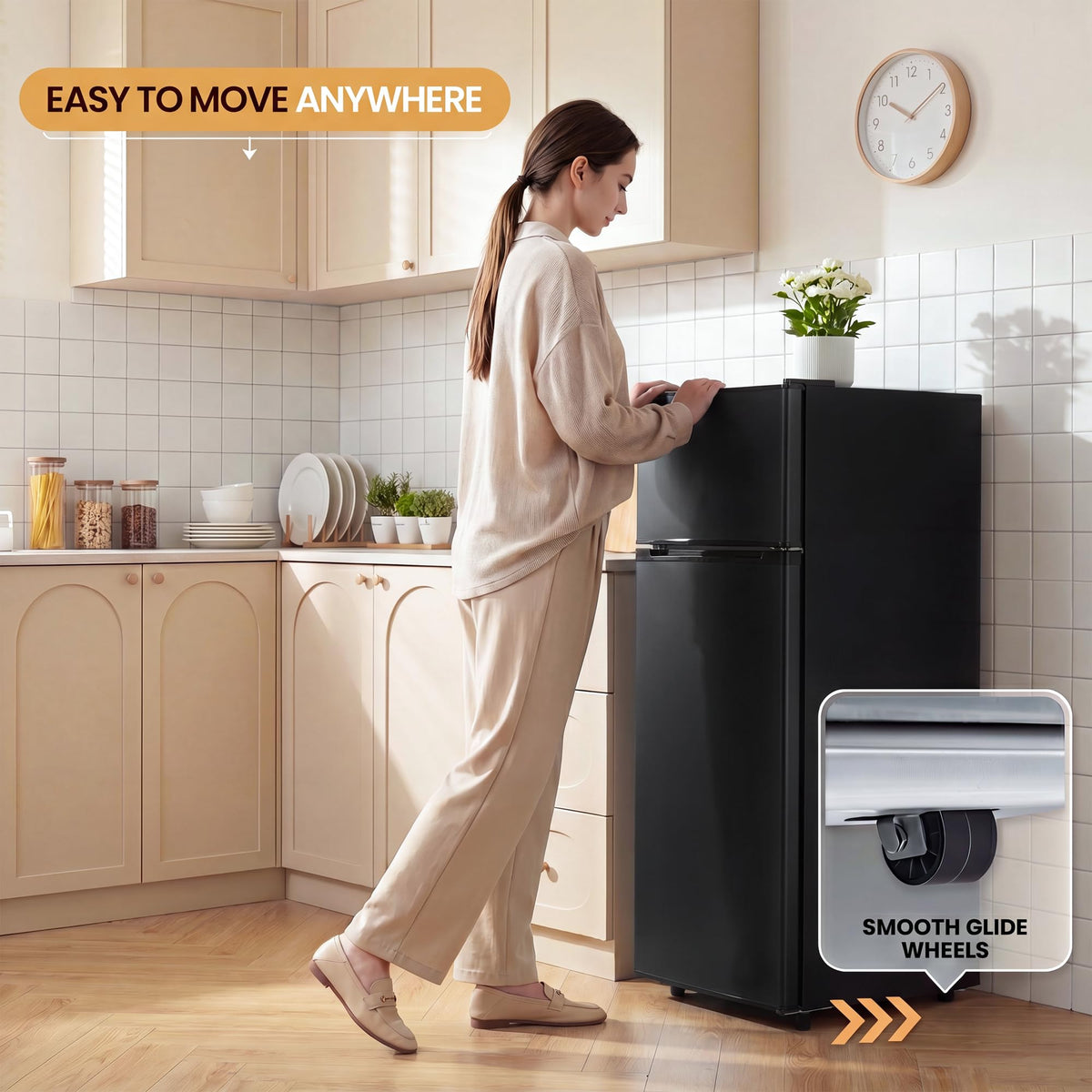 4.5 Cu.Ft Mini Fridge Freezer for Dorm/Office, 2-Door, Quiet