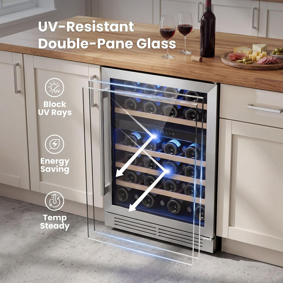 Yeego 24 Inch Dual Zone Wine Fridge with 52 Bottle