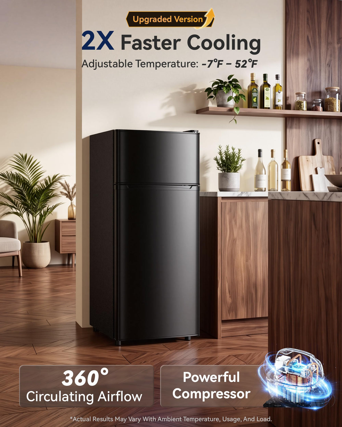 4.5 Cu.Ft Mini Fridge Freezer for Dorm/Office, 2-Door, Quiet