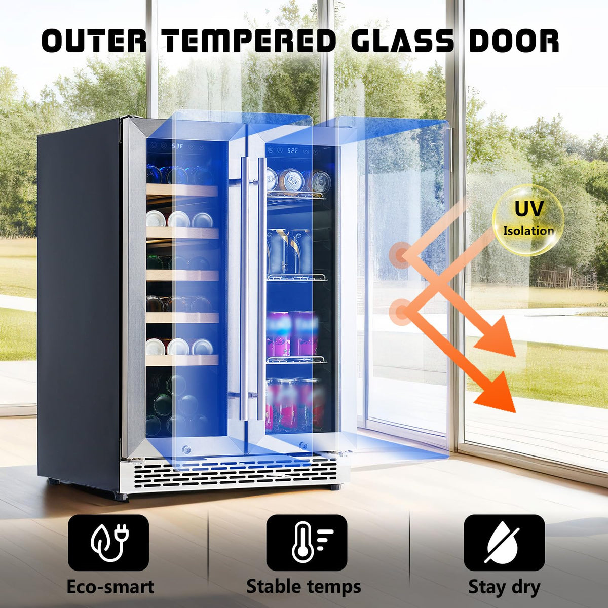 Albott 24 Inch Outdoor Beverage Fridge, 5.0 Cu.Ft Beverage Refrigerator