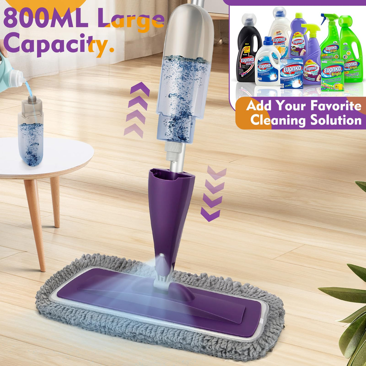 Spray Mop for Hardwood Tile Floor Cleaning with Microfiber Washable Pads