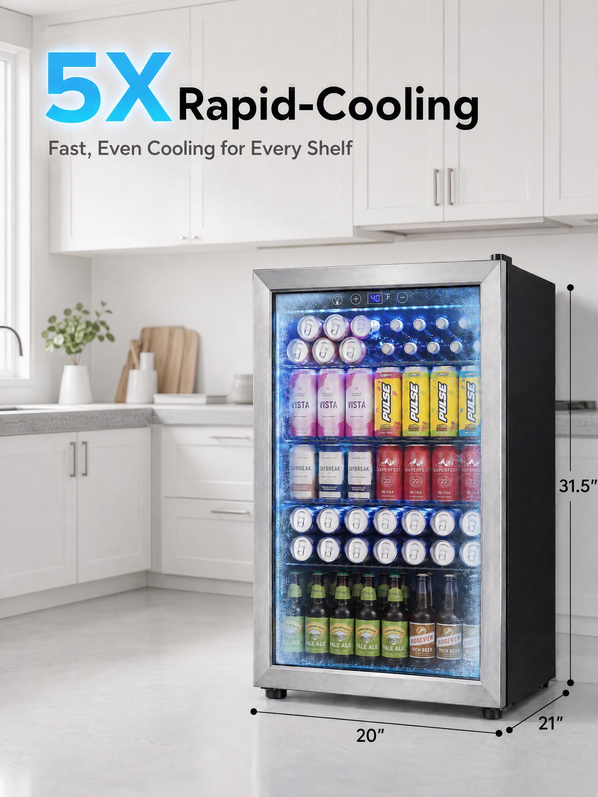 126 Can Mini Fridge, 3.2 Cu.Ft Beverage Refrigerator, Drink Cooler