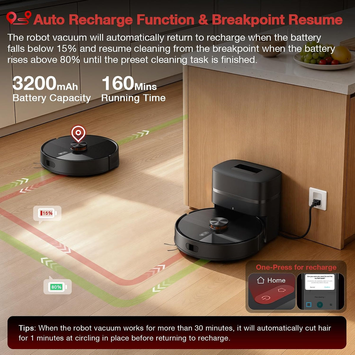 Robot Vacuum and Mop Combo, 12,000 Pa Strong Suction, dToF Laser Navigation with 5 Maps, 90 Days Self-Empty, App Control, Anti-Tangle Brush, for Pet Hair Carpet & Hard Floor