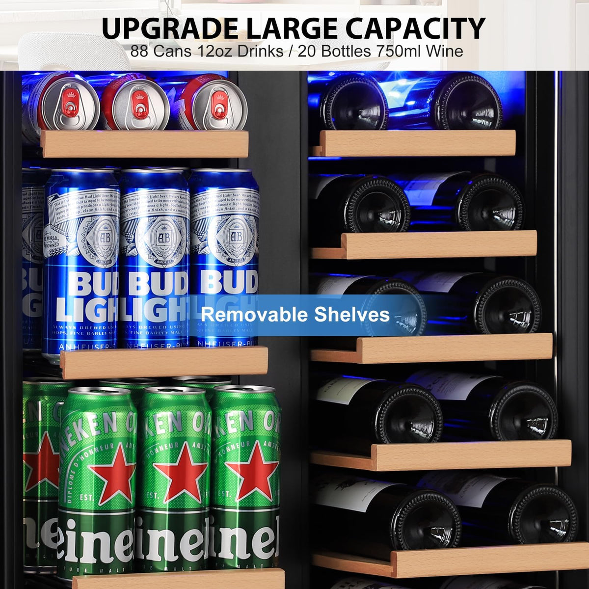 200 Bottle Upgrade Wine Cooler Refrigerator - 24 Inch Large Capacity Wine Fridge Built-In Freestanding, with Quiet Compressor, Professional Temperature Control & Wine Cellar - Black