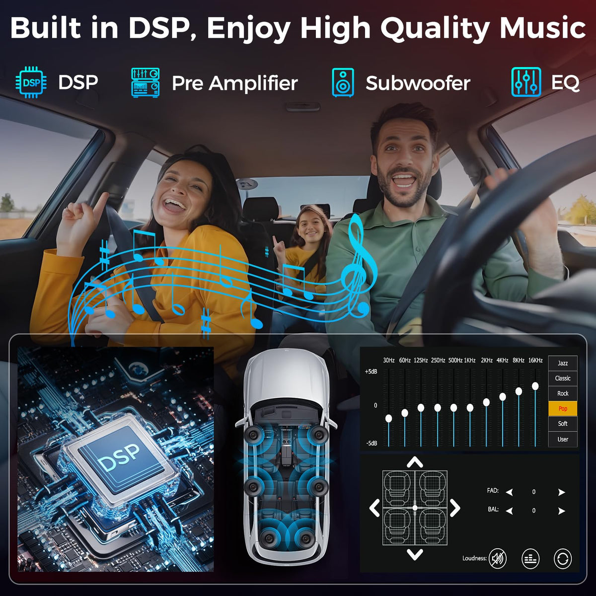 Double Din Car Stereo with 7" HD Touchscreen, Wireless Apple Carplay & Android Auto, Bluetooth, 240W, SWC, Subwoofer Output, Mirror Link, FM/AM Car Radio Receiver, Backup Camera