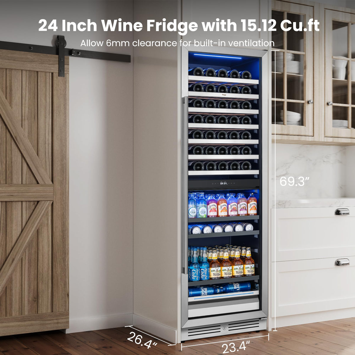 Yeego 24 Inch Dual Zone Wine Fridge with 52 Bottle