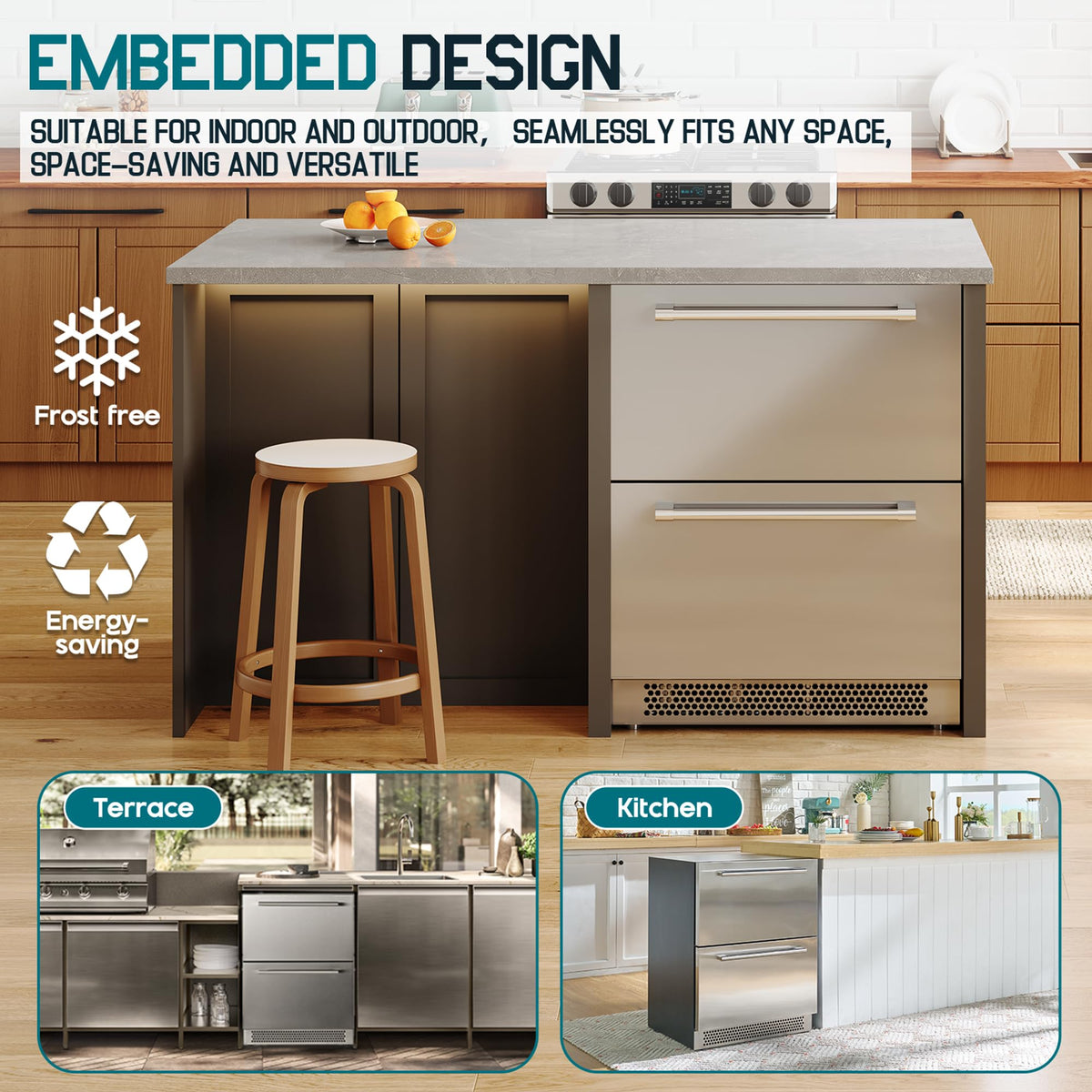 Albott 24 Inch Outdoor Beverage Fridge, 5.0 Cu.Ft Beverage Refrigerator