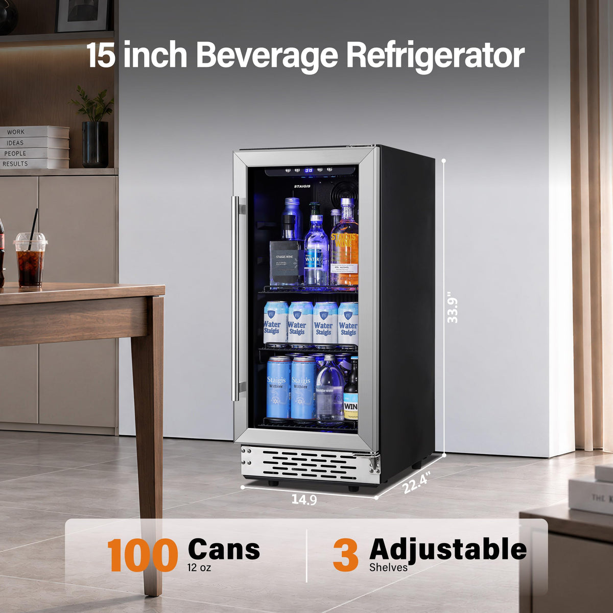 24inch Beverage Refrigerator,180 Cans Beverage Fridge Under Counter