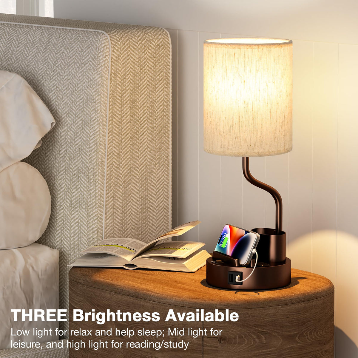 Fenmzee Bedside Lamps for Bedroom Set of 2 - Table Desk Lamp for Nightstand