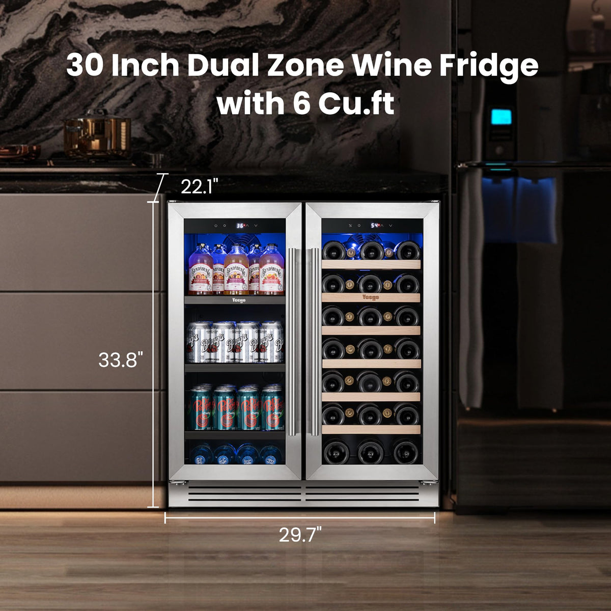 Yeego 24 Inch Dual Zone Wine Fridge with 52 Bottle
