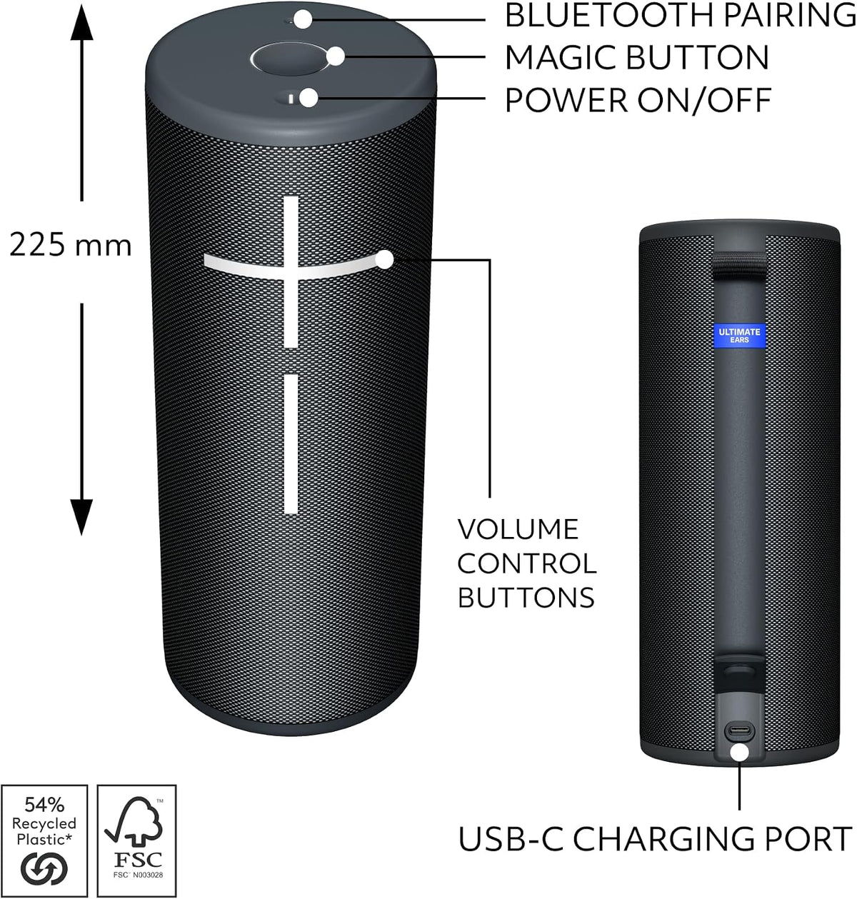 Ultimate Ears MEGABOOM 4 Waterproof Bluetooth Speaker - Black