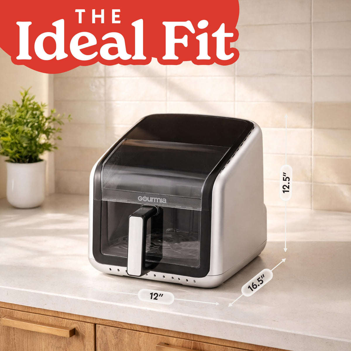 Gourmia Air Fryer - 7 Qt Basket Capacity with Panorama Window, Black