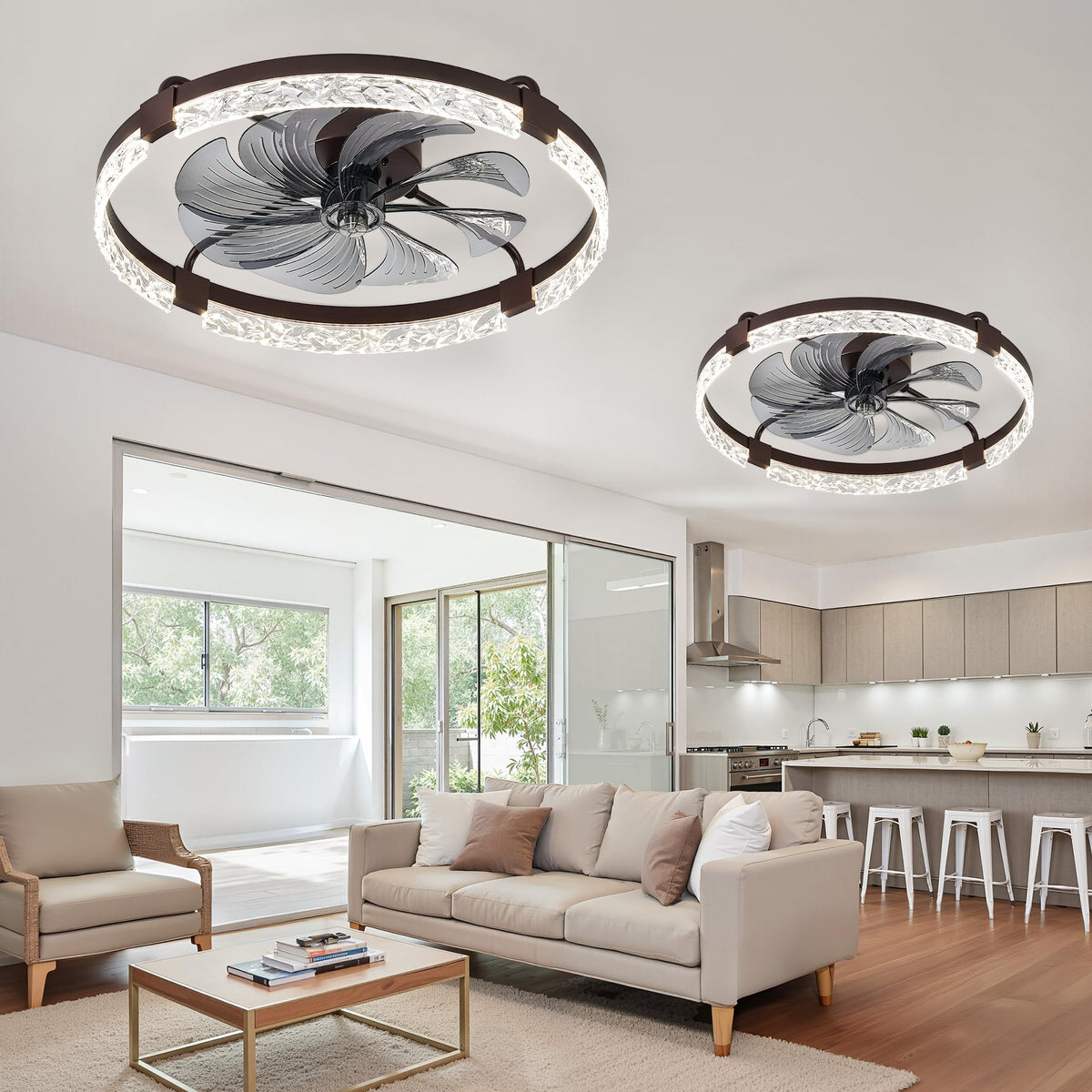 LEDIARY 20" Modern Ceiling Fans with Lights and Remote, White Fandelier