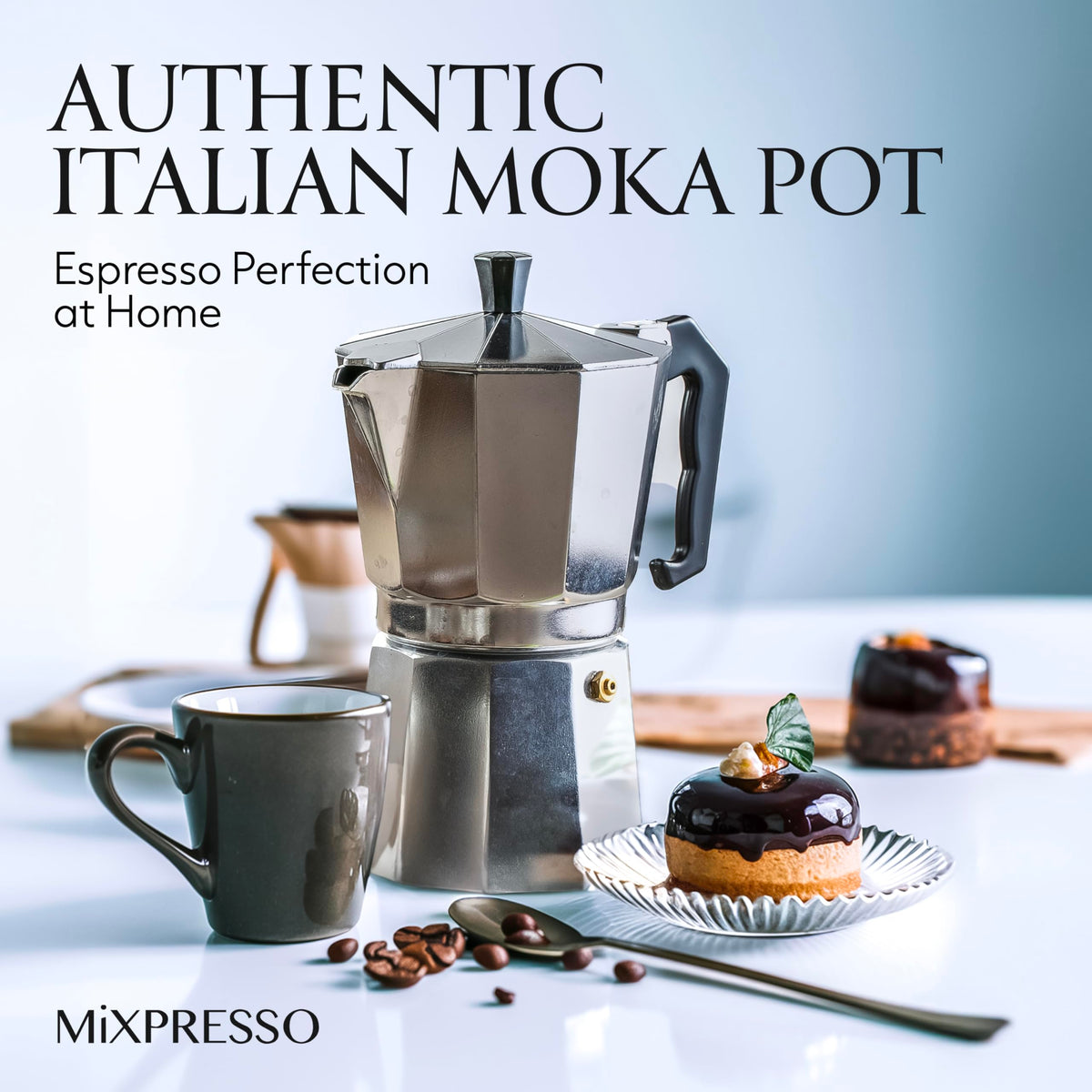Mixpresso 3 Cup Moka Pot Stovetop Espresso Maker, Italian Cuban Coffee Pot