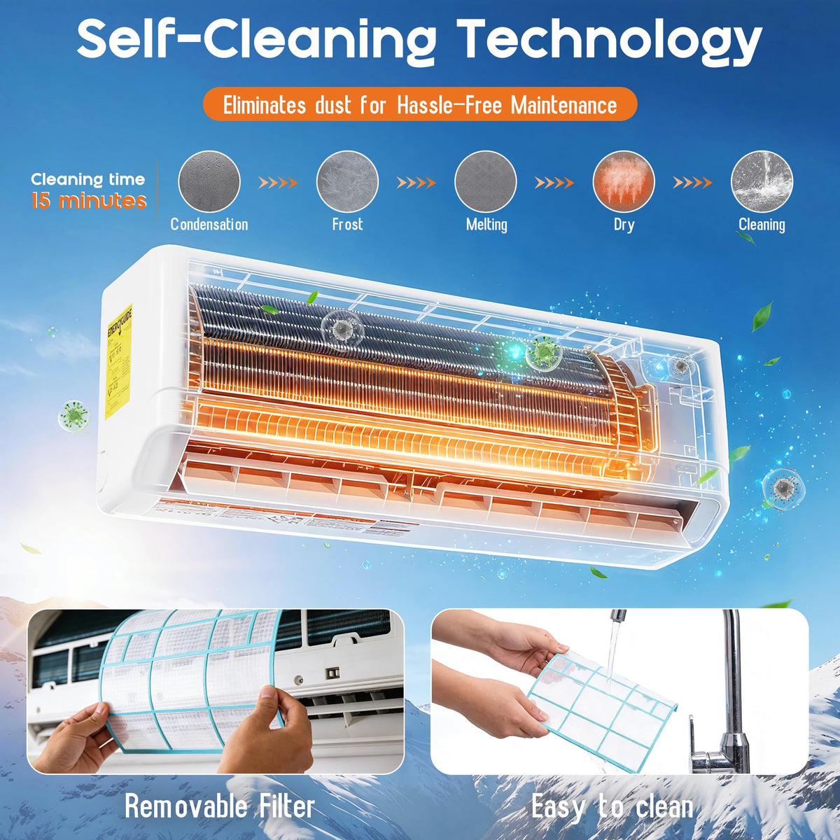 Albott 12,000 BTU Mini Split Air Conditioner and Heater SEER2 18, 115V
