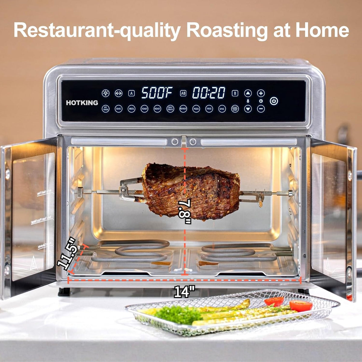 HotKing Dual-Zone Air Fryer Toaster Oven Combo, 28 QT XL Convection Oven