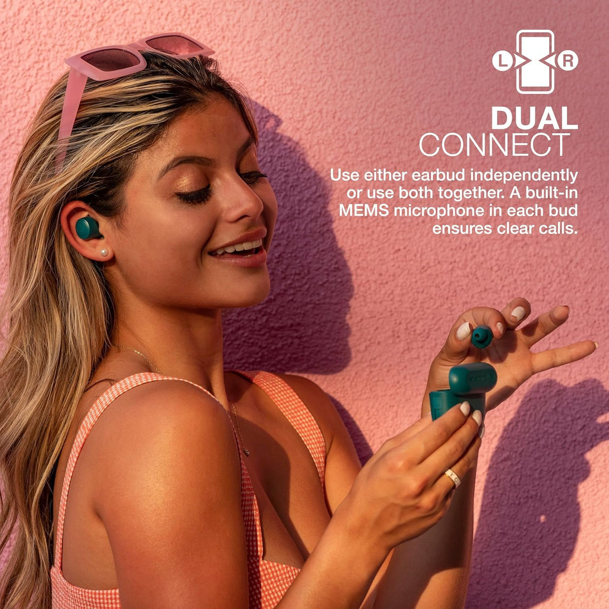 JLab Go Air Pop+ Earbuds, Dual Connect, EQ3 Sound, Mint Green