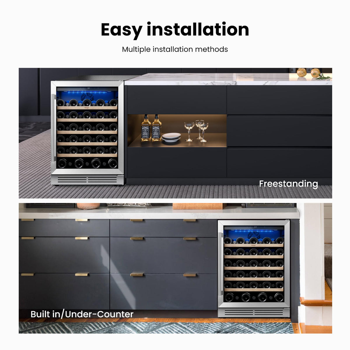 Yeego 24 Inch Dual Zone Wine Fridge with 52 Bottle