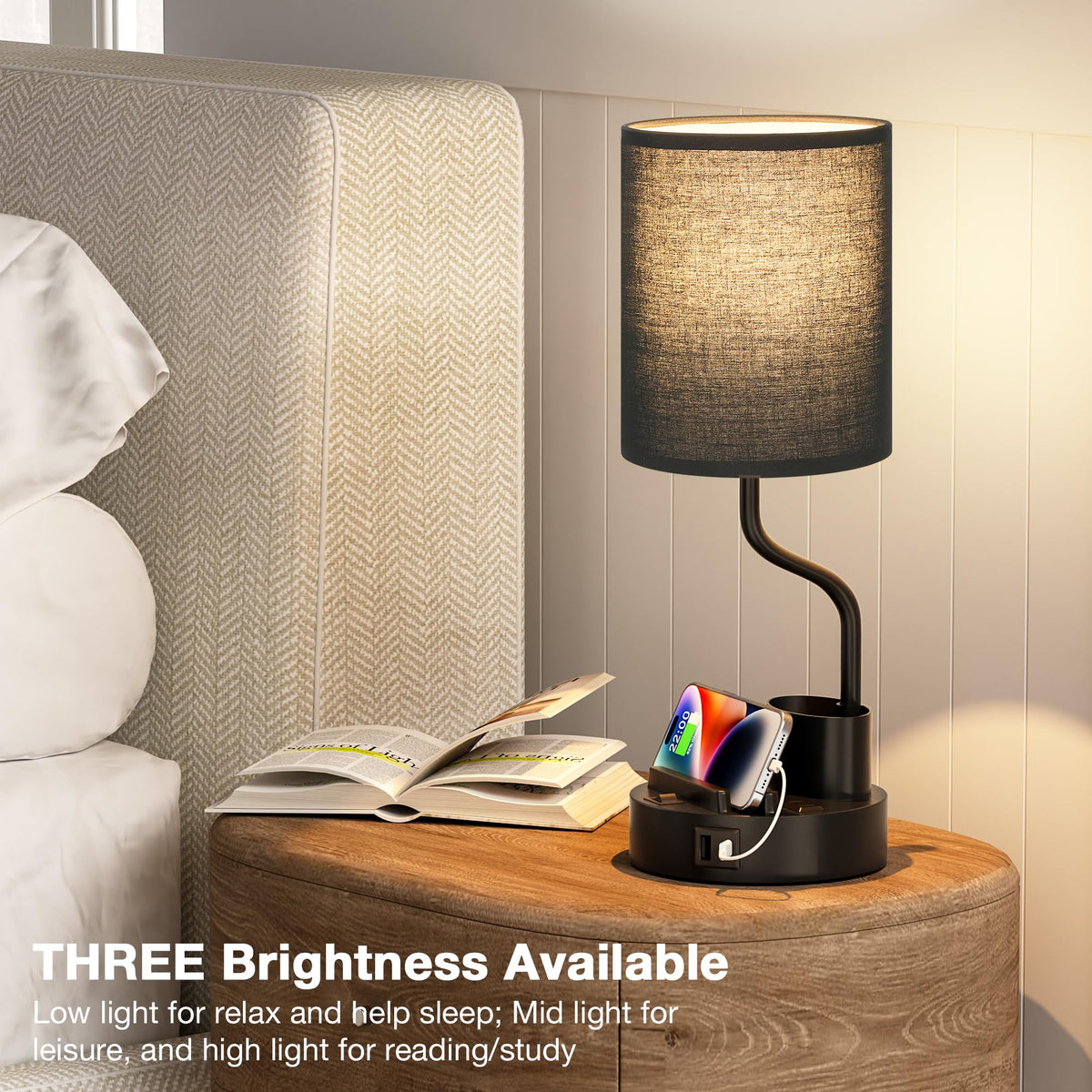 Fenmzee Bedside Lamps for Bedroom Set of 2 - Table Desk Lamp for Nightstand