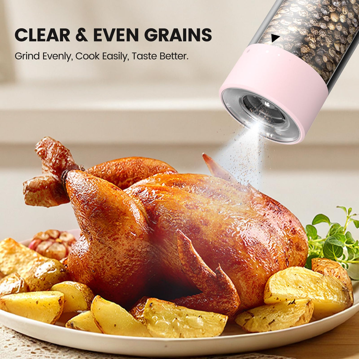 Electric Salt and Pepper Grinder Set - Rechargeable Automatic Salt and Pepper Shakers, Kitchen Appliances with External Adjustable Coarseness, Large Capacity, Housewarming Birthday Gifts for Women Men