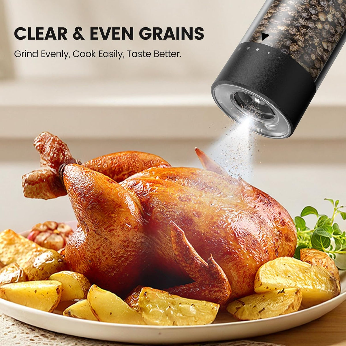 Electric Salt and Pepper Grinder Set - Rechargeable Automatic Salt and Pepper Shakers, Kitchen Appliances with External Adjustable Coarseness, Large Capacity, Housewarming Birthday Gifts for Women Men