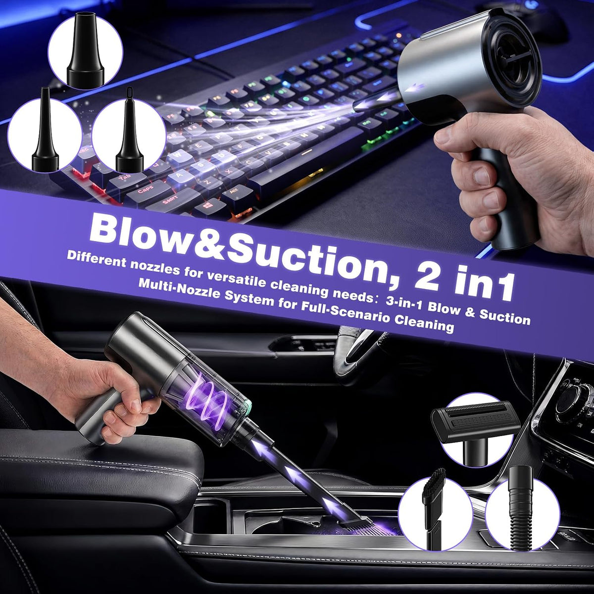 Car Vacuum Portable Cordless, Handheld Vacuum Cleaner Mini Small