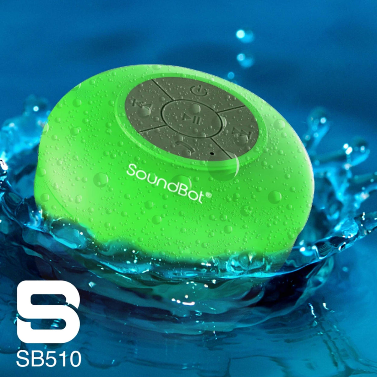 Soundbot® Waterproof Shower Speaker HD Water Resistant Bluetooth Handsfree Portable with Loud Clear Sounds 6+hrs of Playtime, Wireless Suction Cup Small Durable for Outdoors Travel Home SB510 (Black)