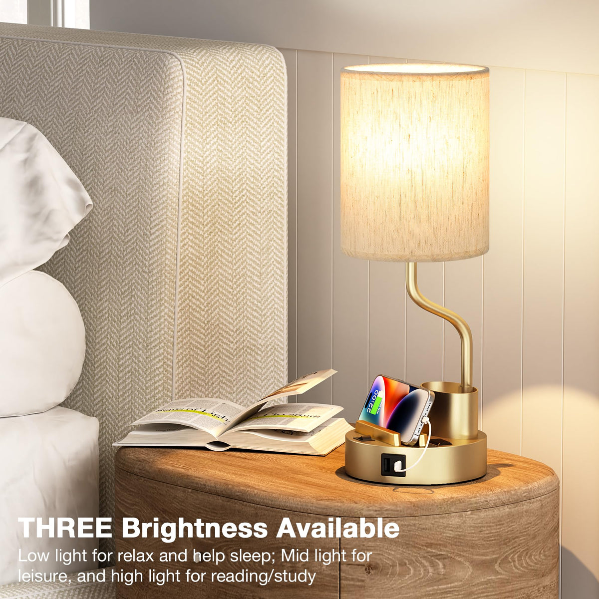Fenmzee Bedside Lamps for Bedroom Set of 2 - Table Desk Lamp for Nightstand