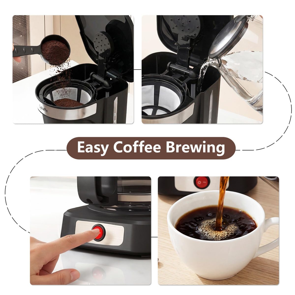 Single Serve Coffee Maker, KCup & Ground Coffee, 6-14 Oz Brew Sizes