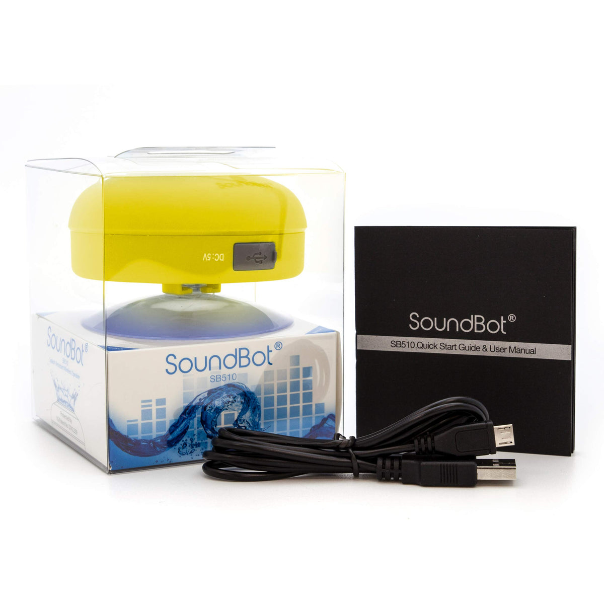 Soundbot® Waterproof Shower Speaker HD Water Resistant Bluetooth Handsfree Portable with Loud Clear Sounds 6+hrs of Playtime, Wireless Suction Cup Small Durable for Outdoors Travel Home SB510 (Black)