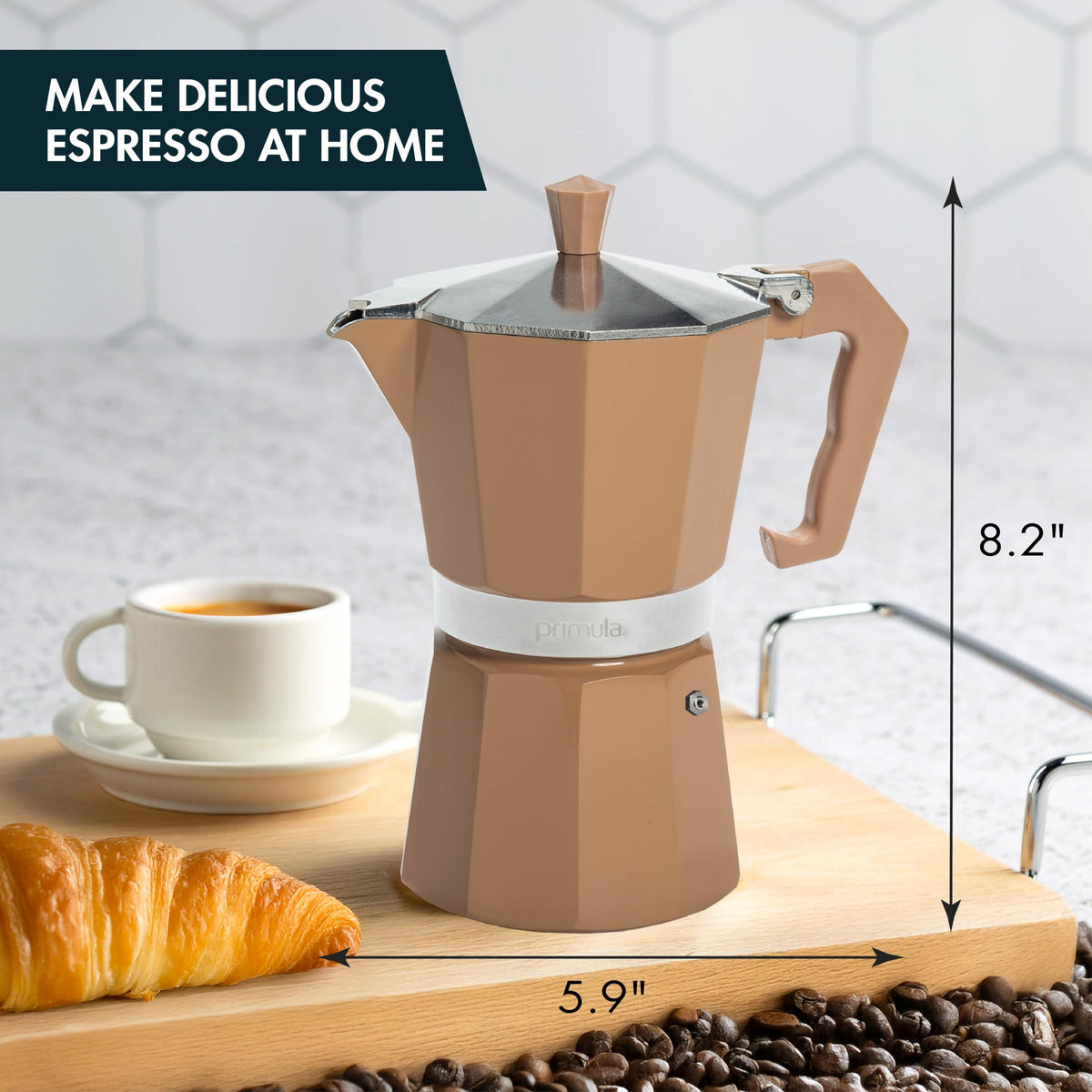 Primula Classic Stovetop Espresso and Coffee Maker, Moka Pot for Italian and Cuban Café Brewing, Greca Coffee Maker, Cafeteras, 9 Espresso Cups, Silver