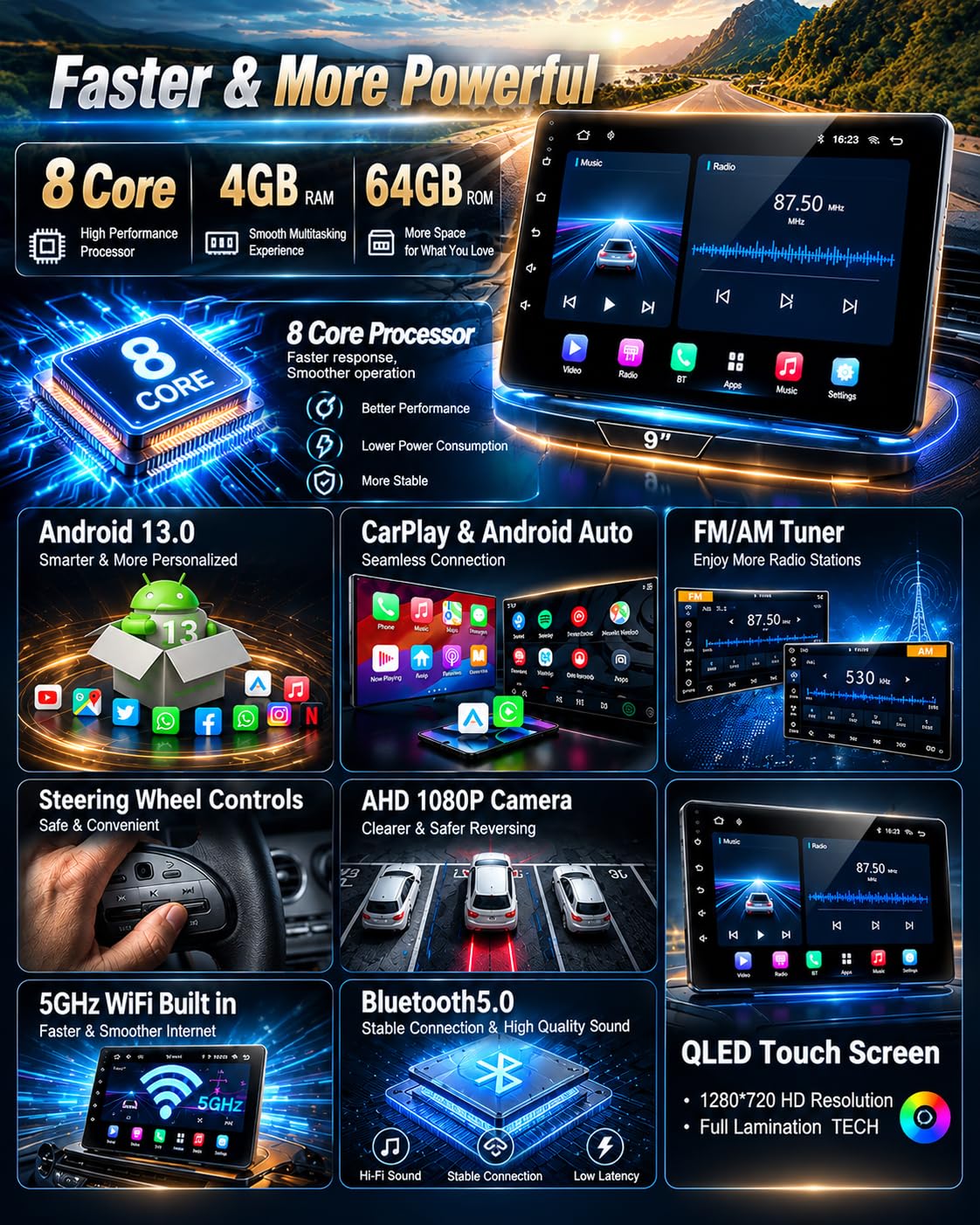 64G Car Radio Stereo for Toyota Camry 2006-2011 CarPlay Android Auto