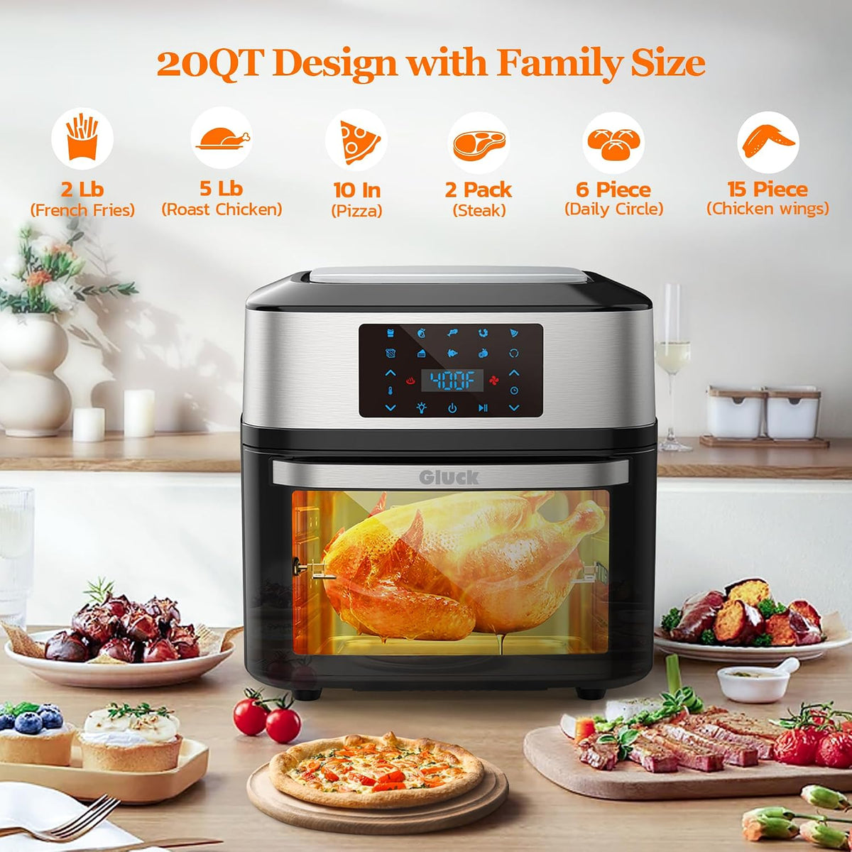 Air Fryer Oven Large 20 QT, Multifunctional 10-in-1 Airfryer Toaster Combo