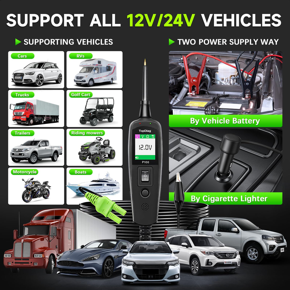 12V Test Light Automotive, Power Circuit Probe Kit, Car Fuse Tester, P60