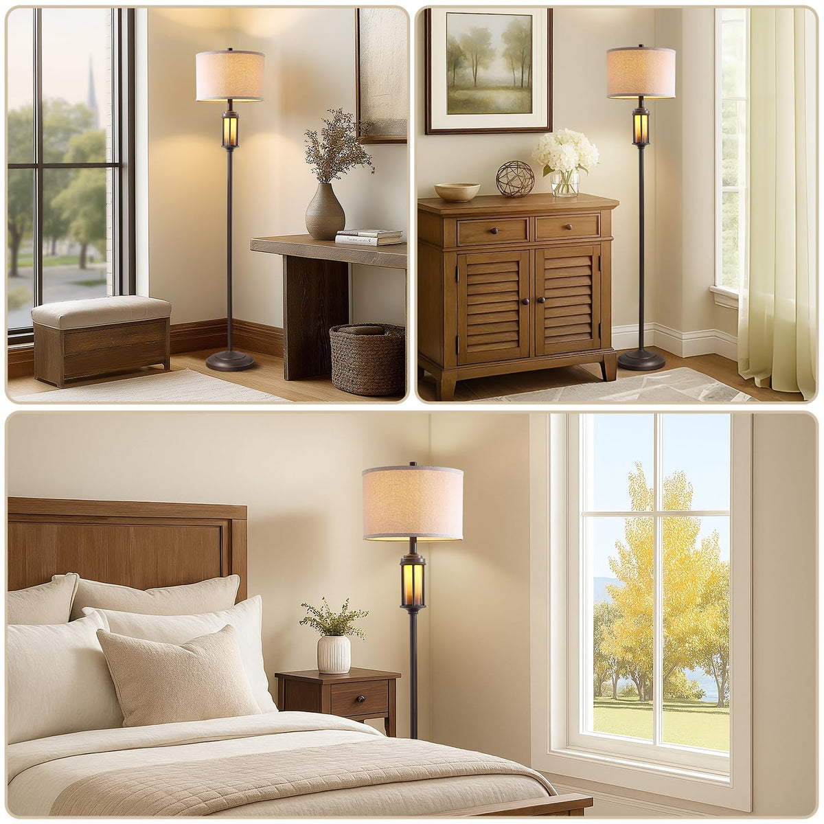 AIEAMPDO 65'' Farmhouse Floor Lamp for Living Room with 2 Light Sources