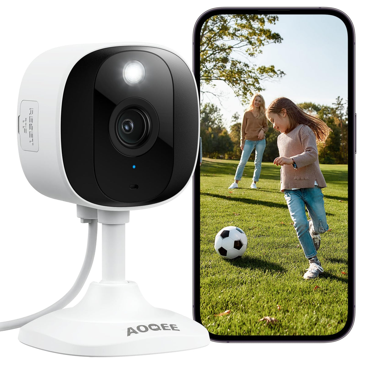 AOQEE 2K Cameras for Home Security, Indoor/Outdoor, Full Color, C1 2Pack