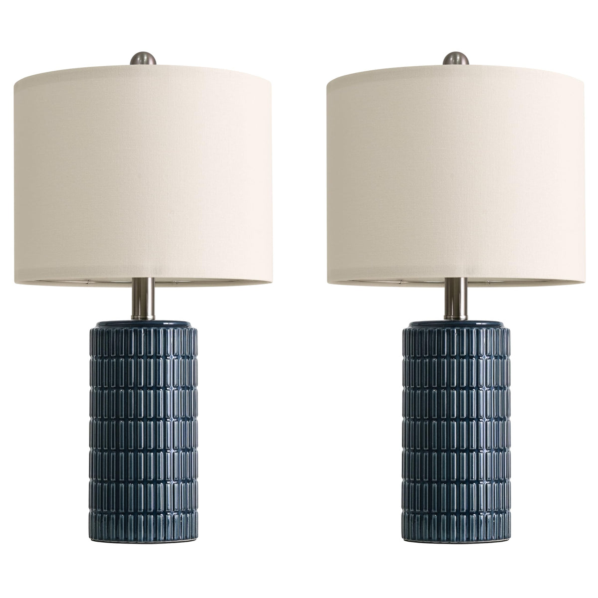 PoKat 20.75" Small Modern Ceramic Table Lamps Set of 2 for Bedroom, White
