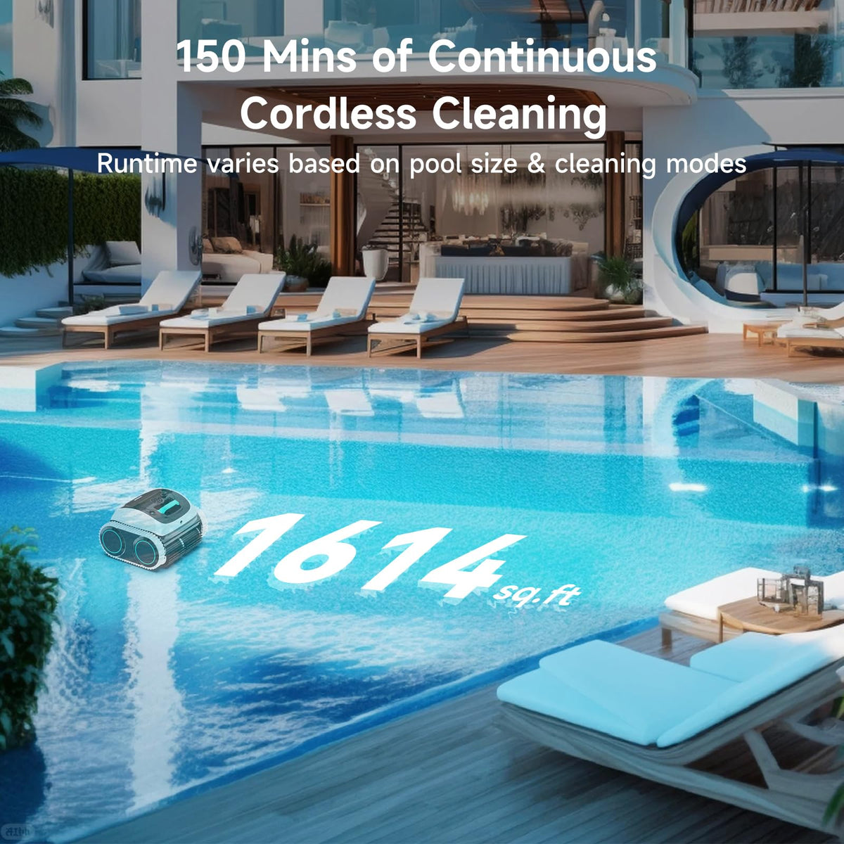 WYBOT C1 Cordless Robotic Pool Vacuum for Inground Pools, Professional | 4-in-1 Robotic Pool Cleaner for Above Ground Pool, 160 Mins Runtime, APP Countrol, Smart Navigation with Powerful Suction