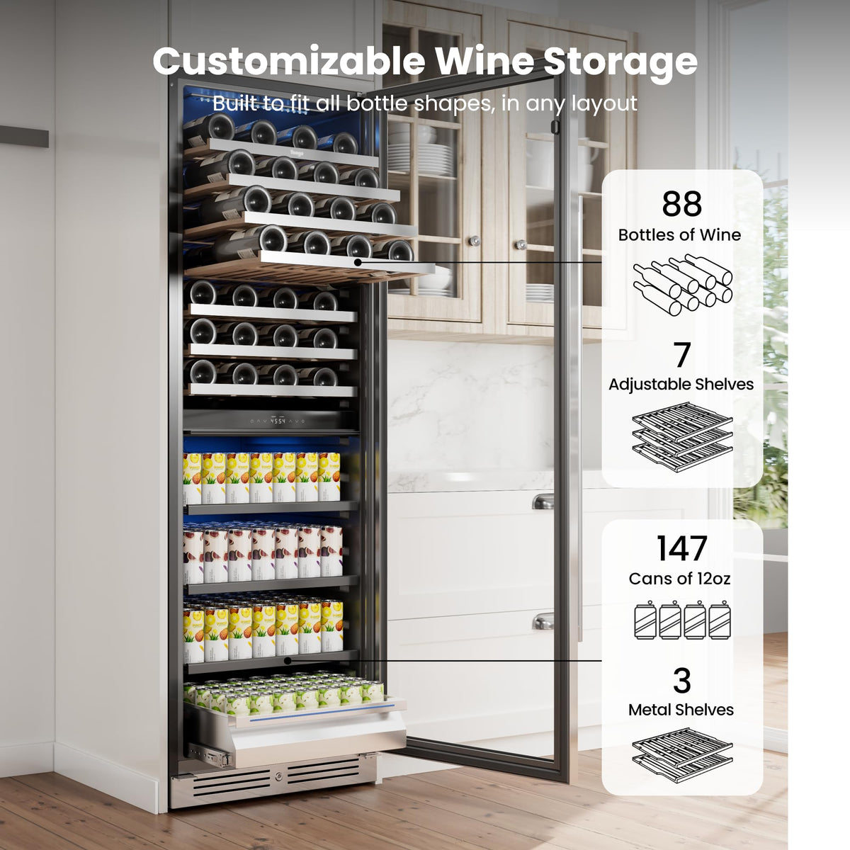 Yeego 24 Inch Dual Zone Wine Fridge with 52 Bottle