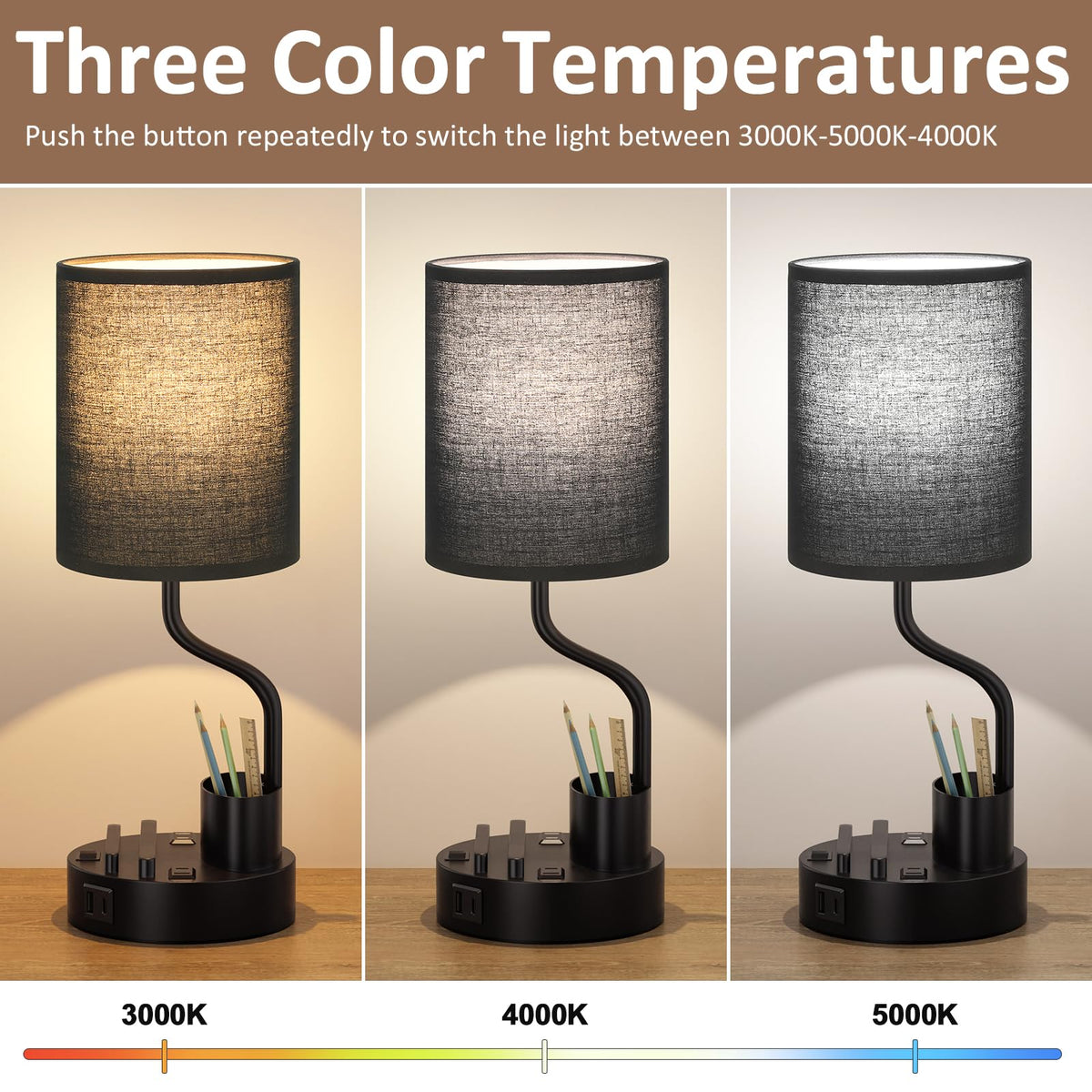 Fenmzee Bedside Lamps for Bedroom Set of 2 - Table Desk Lamp for Nightstand