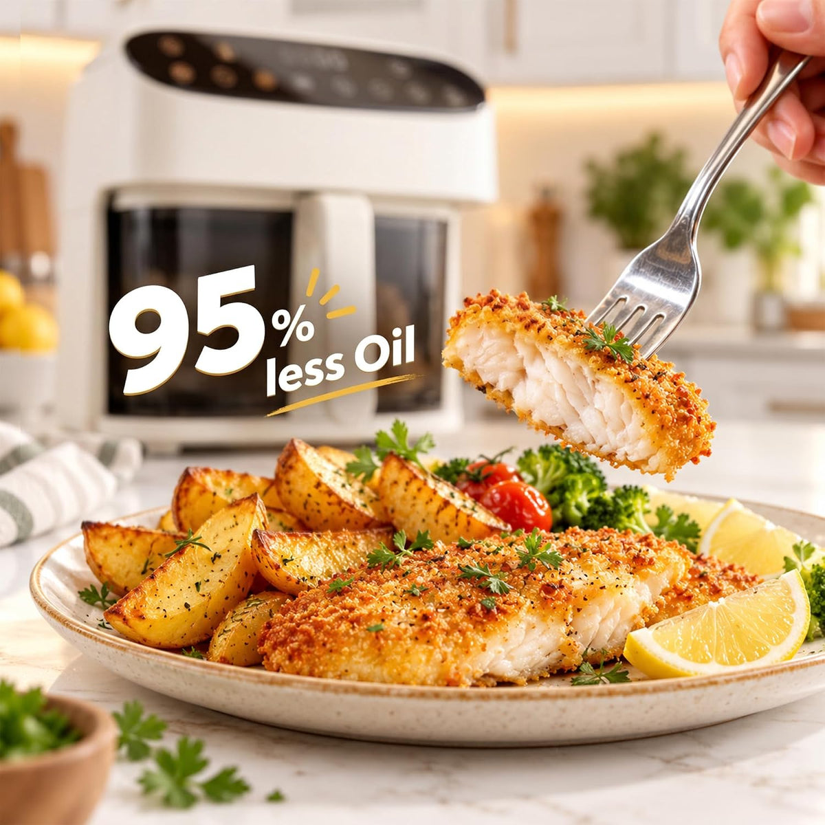 Kismile 5QT Glass Air Fryer, 8-in-1 Non Toxic AirFryer