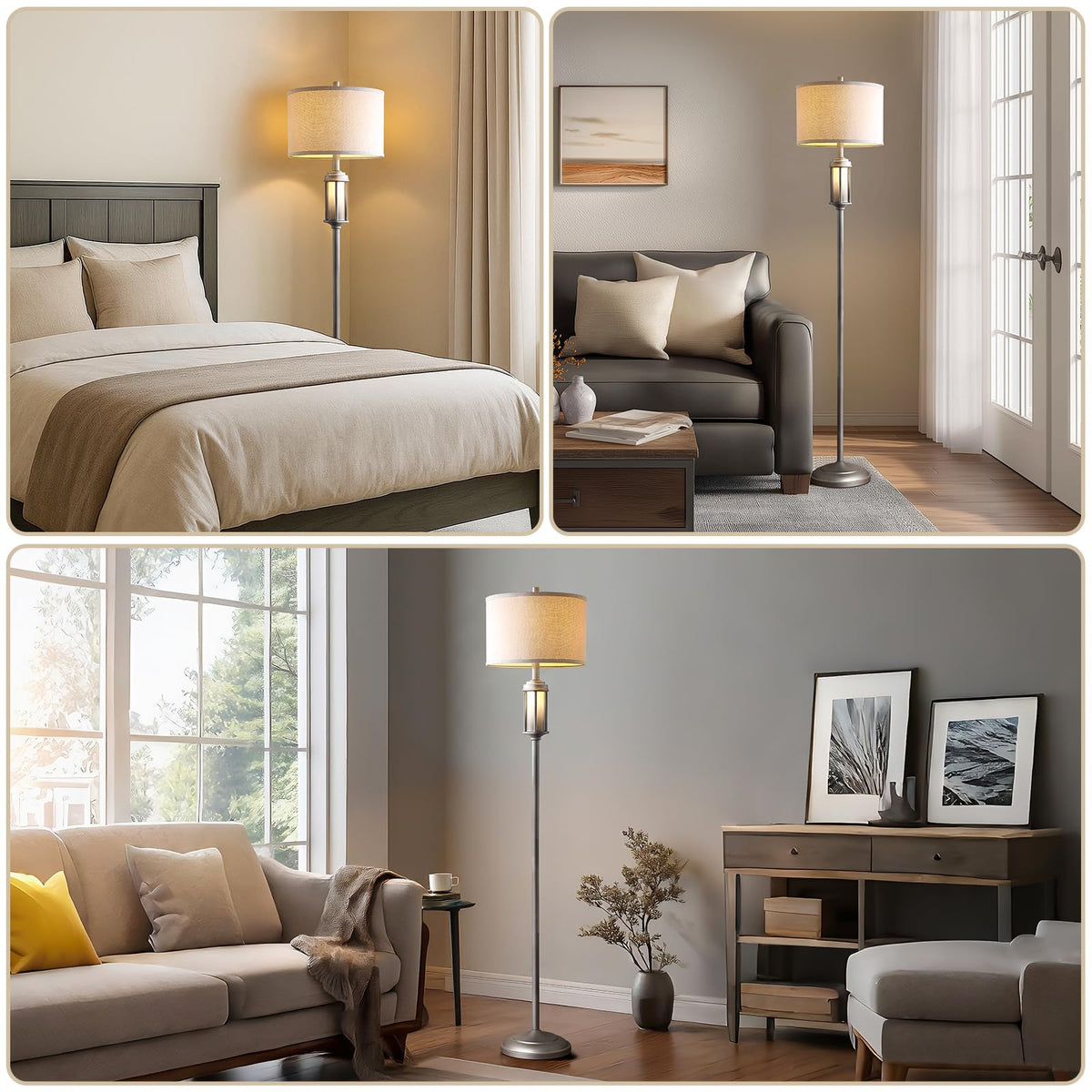 AIEAMPDO 65'' Farmhouse Floor Lamp for Living Room with 2 Light Sources