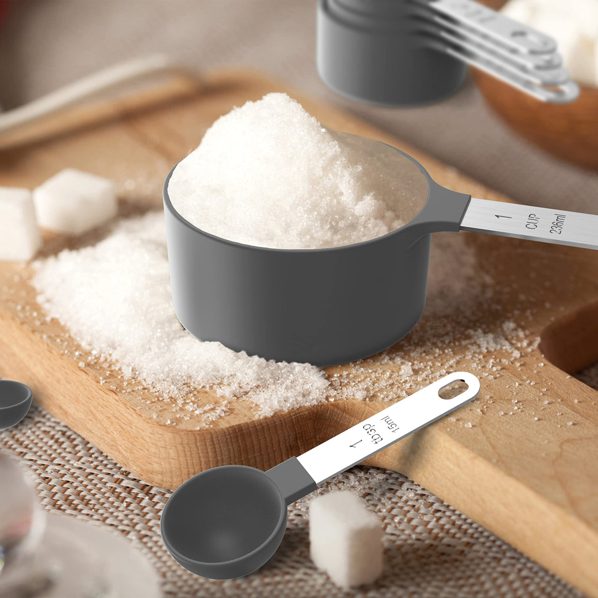 Measuring Cups & Spoons Set, Stackable Cups and Spoons