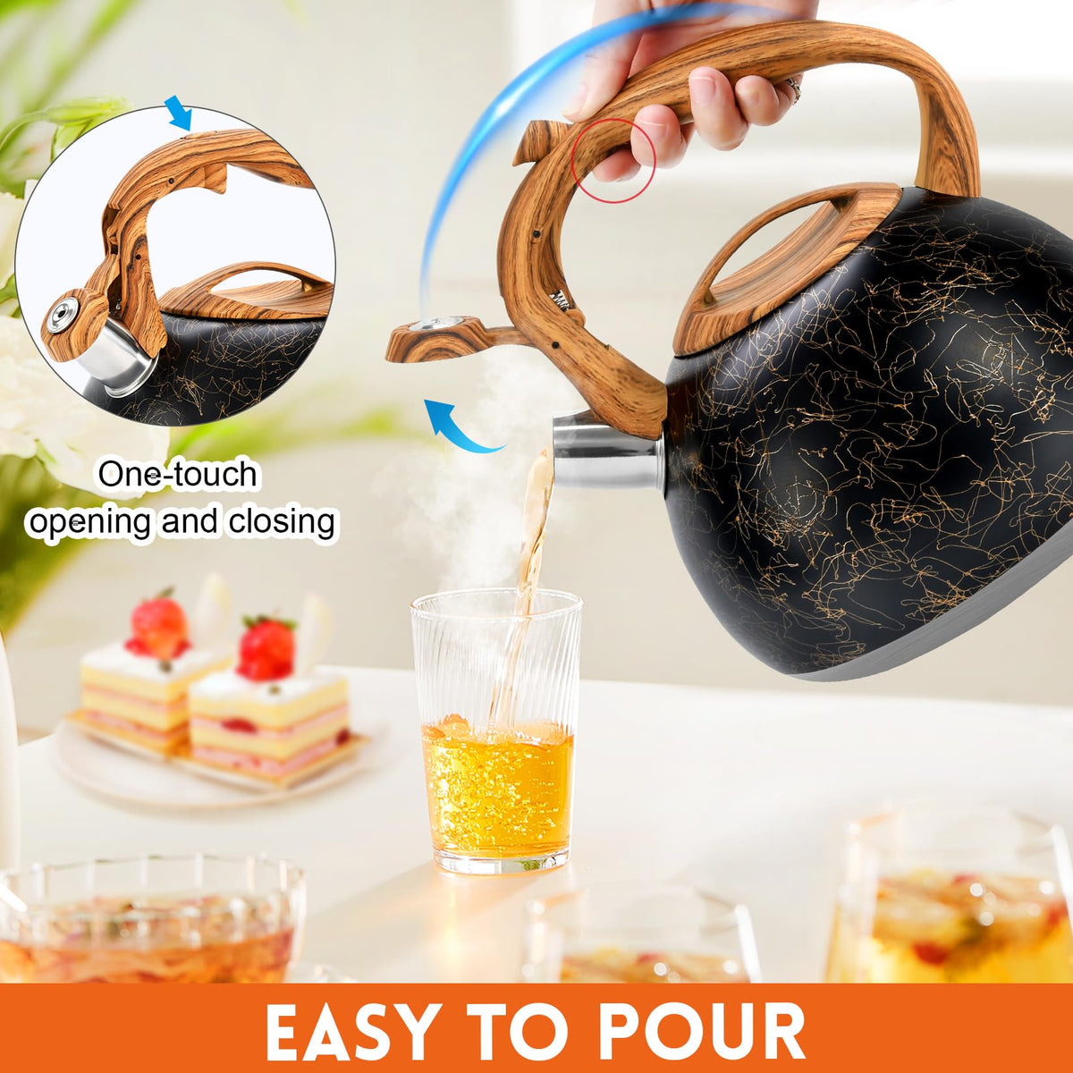 GGC Whistling Tea Kettle for Stove Top, 3.2QT/3L Stainless Steel Tea Kettle
