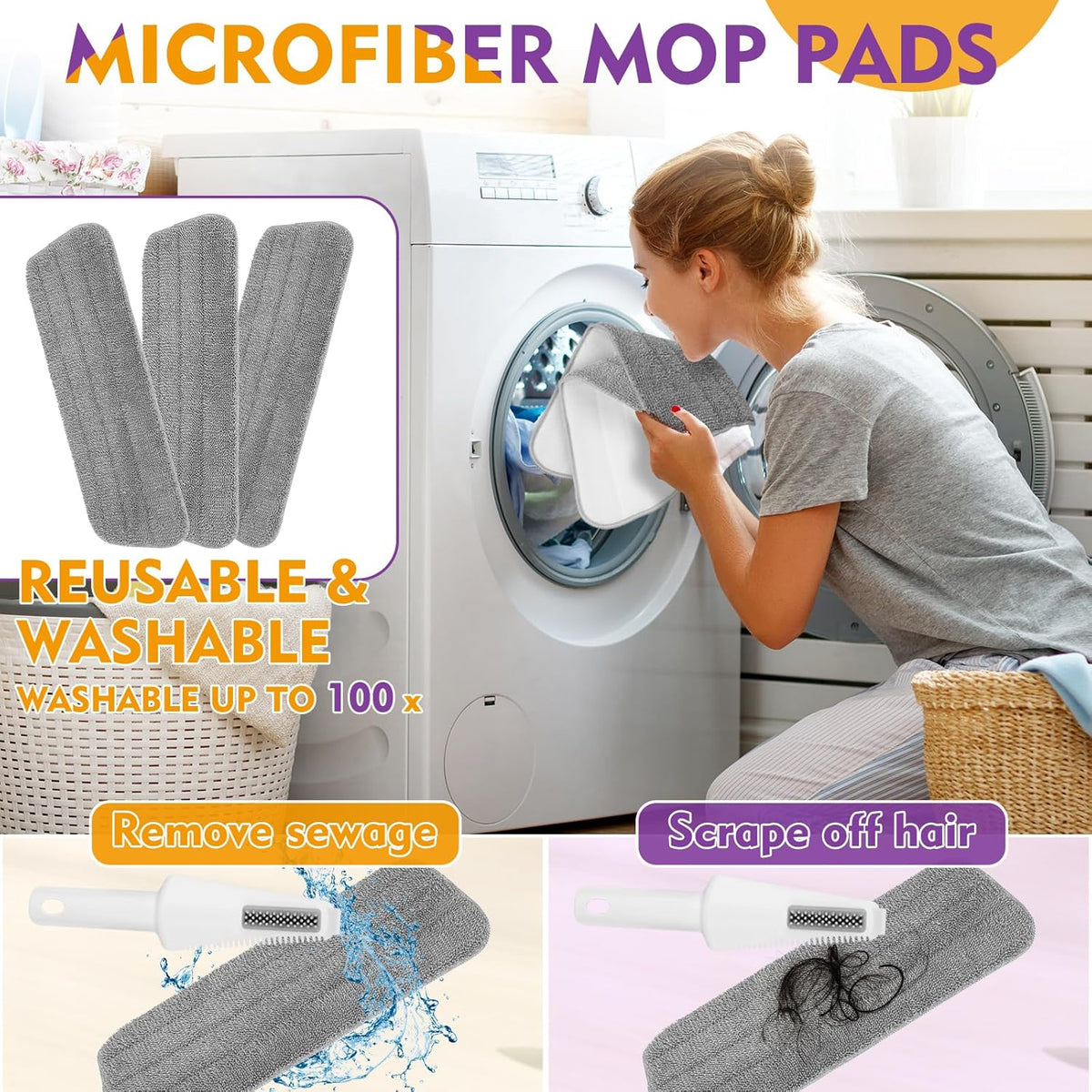 Spray Mop for Hardwood Tile Floor Cleaning with Microfiber Washable Pads