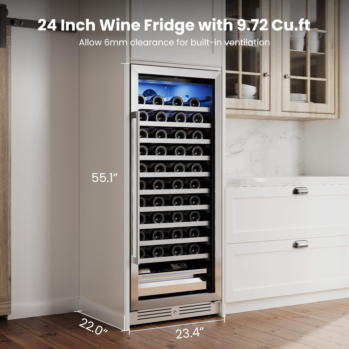 Yeego 24 Inch Dual Zone Wine Fridge with 52 Bottle