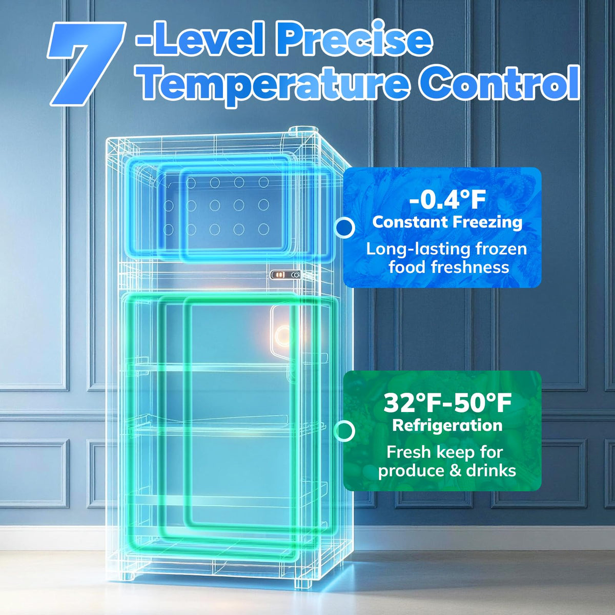2.4 Cu.Ft Small Refrigerator with Freezer Dorm Mini Fridge Removable Plastic Shelves Ideal for Home, Office,Dormitory Silver