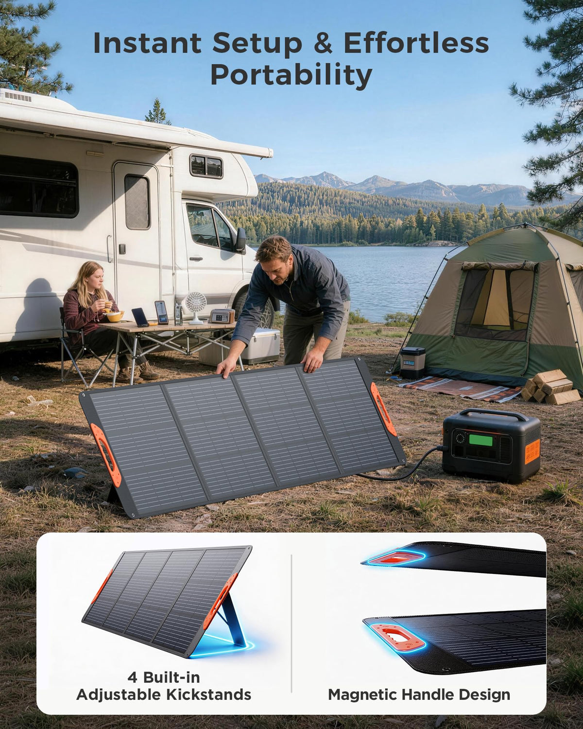 ZOUPW 100W Portable Solar Panel for Power Station,23.5% Efficiency Mono Foldable Solar Charger for Jackery 300/Ecoflow River/Anker/Bluetti,IP67 Waterproof for Camping RV Off-Grid Emergency Power
