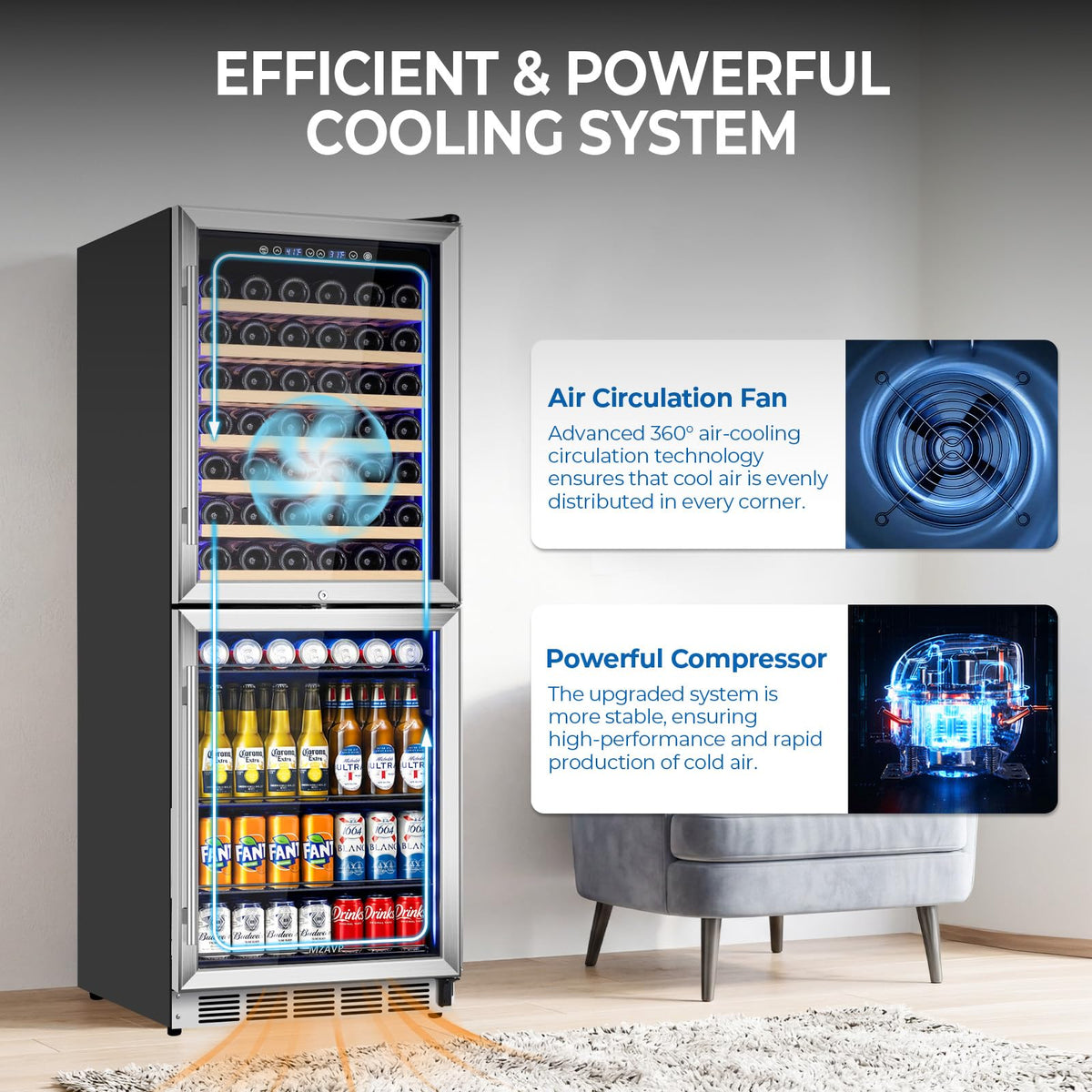 Beverage Refrigerator Cooler, 120 Can Mini Beverage Fridge with Reversible Glass Door for Soda Beer, 3 Cu.Ft Drink Fridge with Digital Temperature Control & Adjustable Shelves - Silver