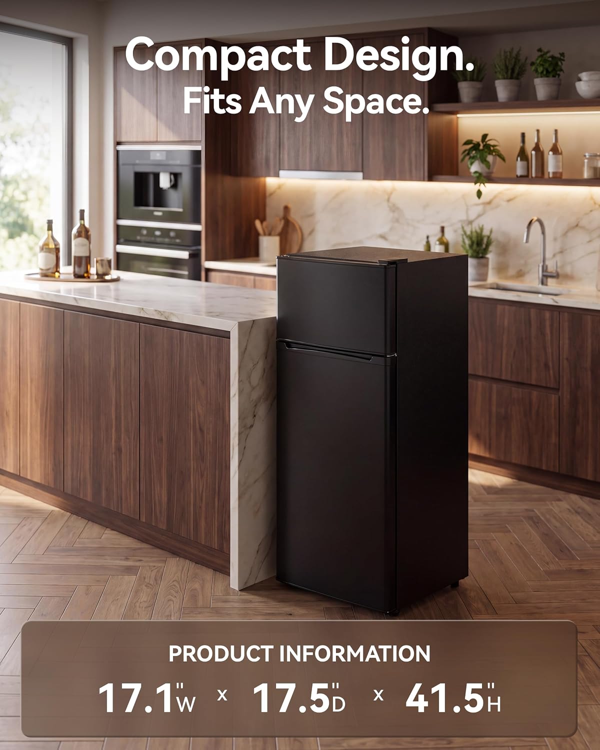 4.5 Cu.Ft Mini Fridge Freezer for Dorm/Office, 2-Door, Quiet
